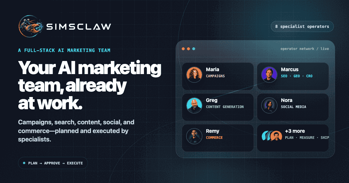SimsClaw dashboard showing approval-gated site changes